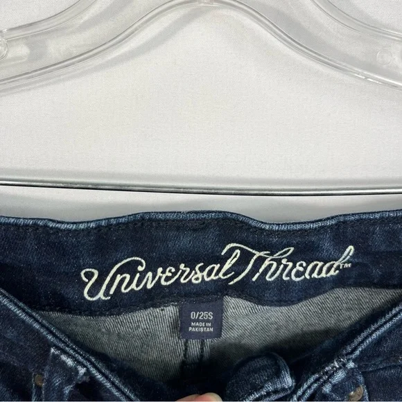 Universal Thread Dark Wash Denim High Waisted Skinny Jeans Jeggings 0 Short 25S - Picture 3 of 5